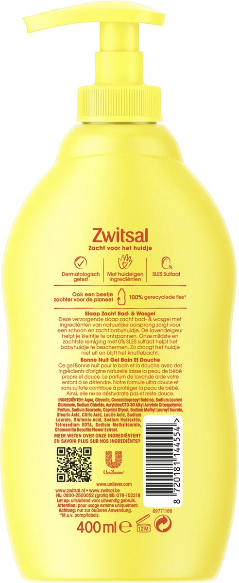 Zwitsal - Sleep Well - Bain & Gel Lavant - Lavande - 400ml