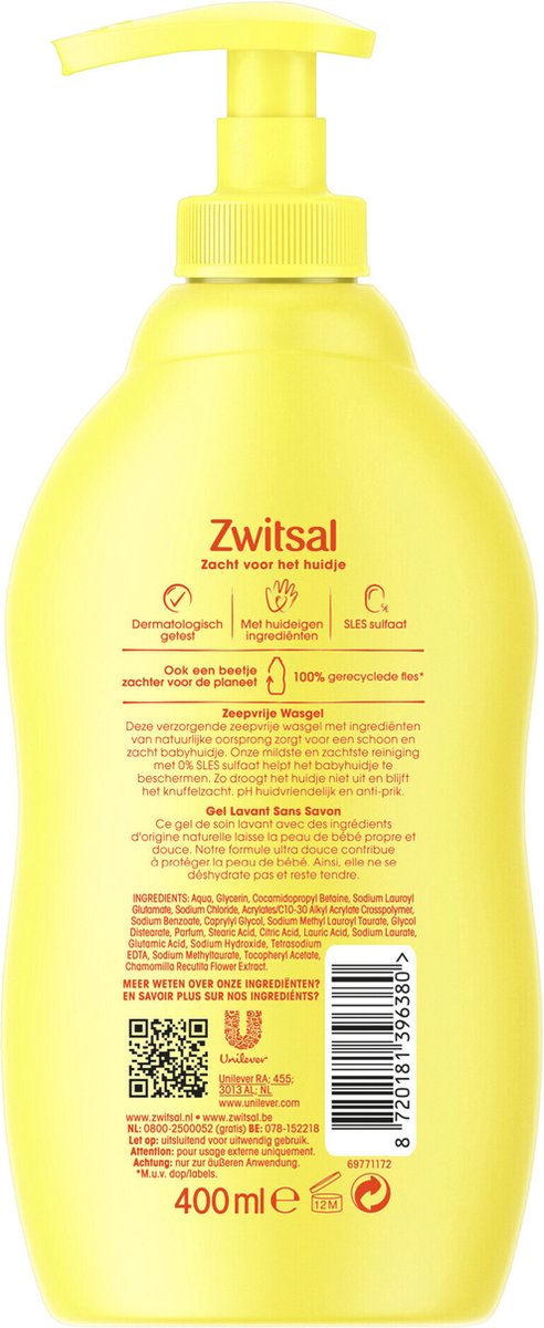 Zwitsal - Crème Lavante Sans Savon - 400 ML