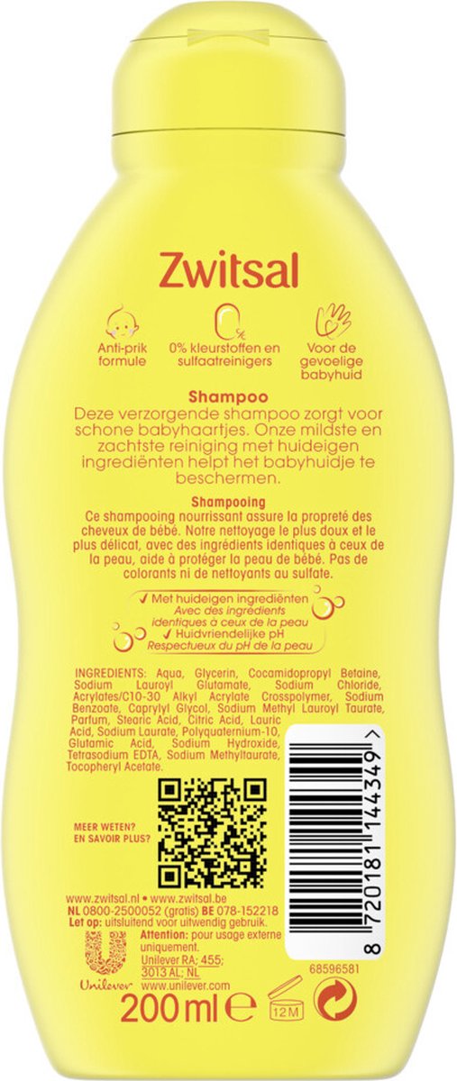 Zwitsal - Shampooing - 3 x 200 ml - Pack Avantage