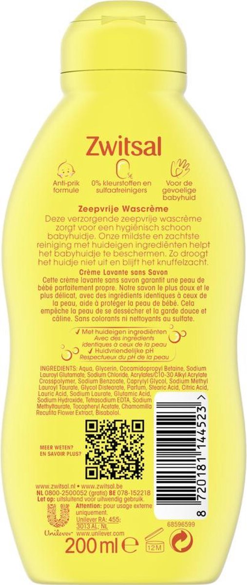 Zwitsal - Crème Lavante Sans Savon - 200ml