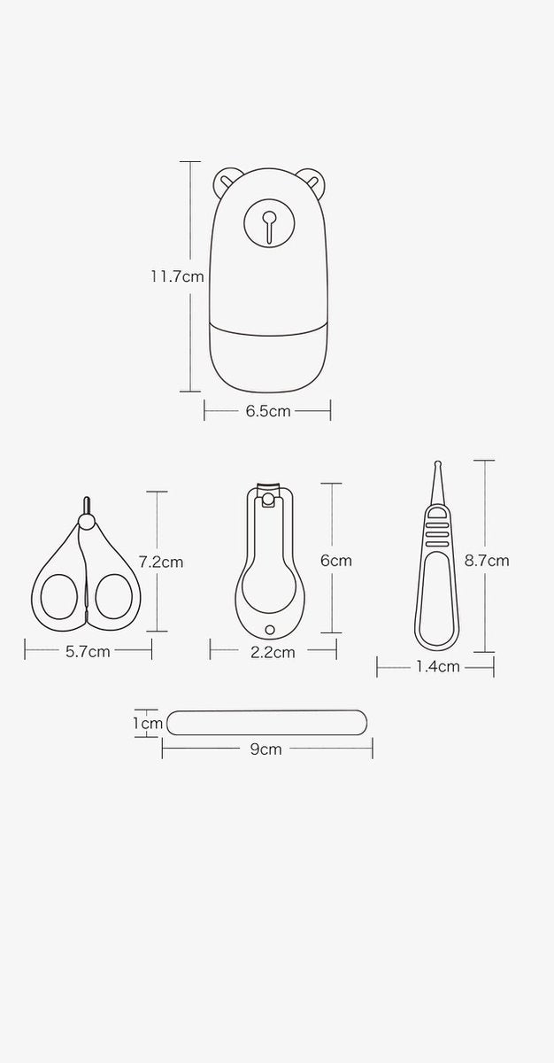 4 pièces - Ciseaux à ongles Bébé - Lime - Coupe- Pince à ongles - Pince à Brucelles - Set de manucure