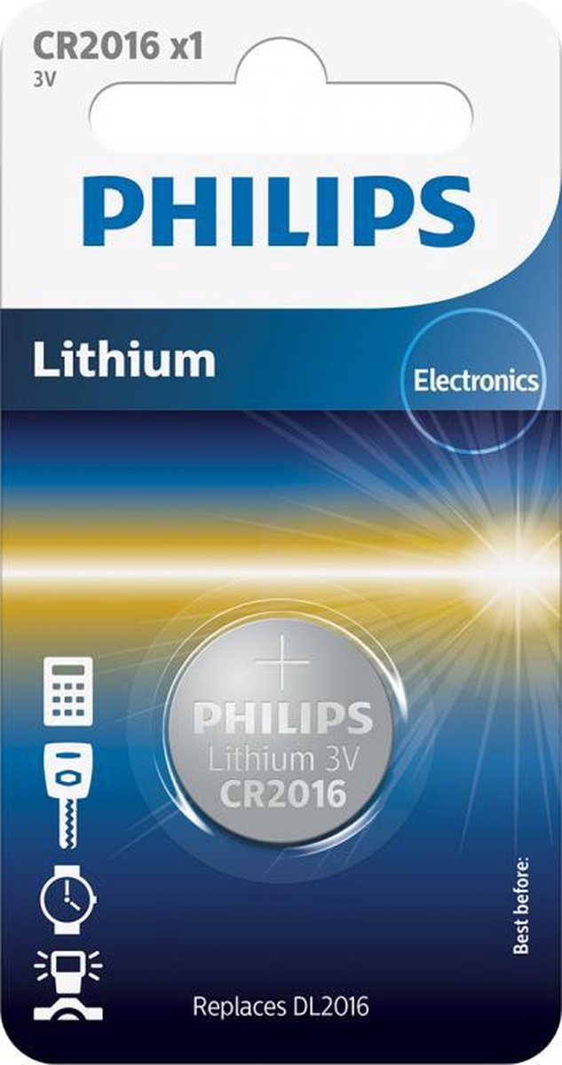 10 pièces - Pile bouton au lithium 3 V CR2016 Philips