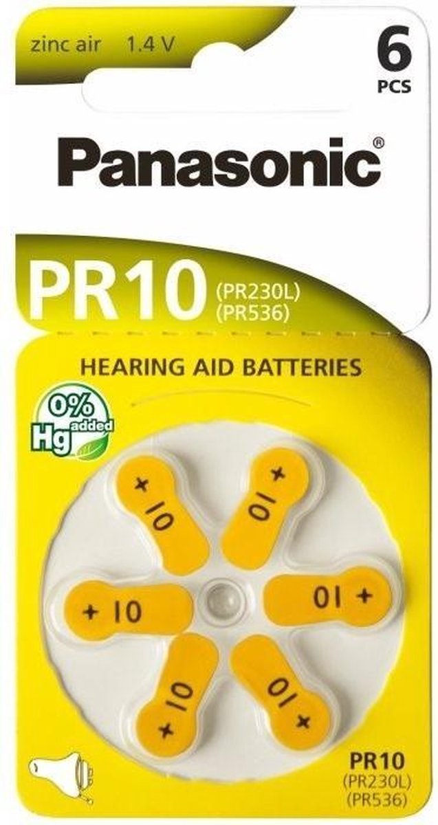 60 pièces (10 blisters a 6 pcs) Panasonic 10 MF piles pour prothèses auditives