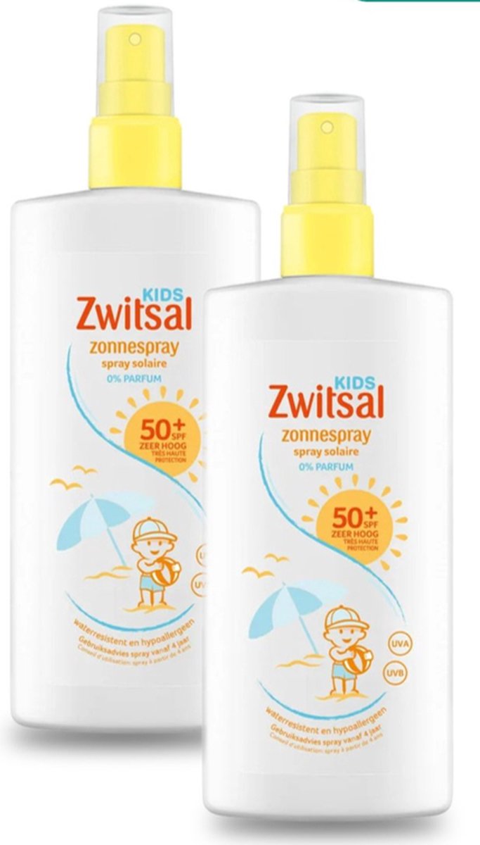 Zwitsal 2x crème solaire SPF 50 - Spray solaire - 0% Parfum -