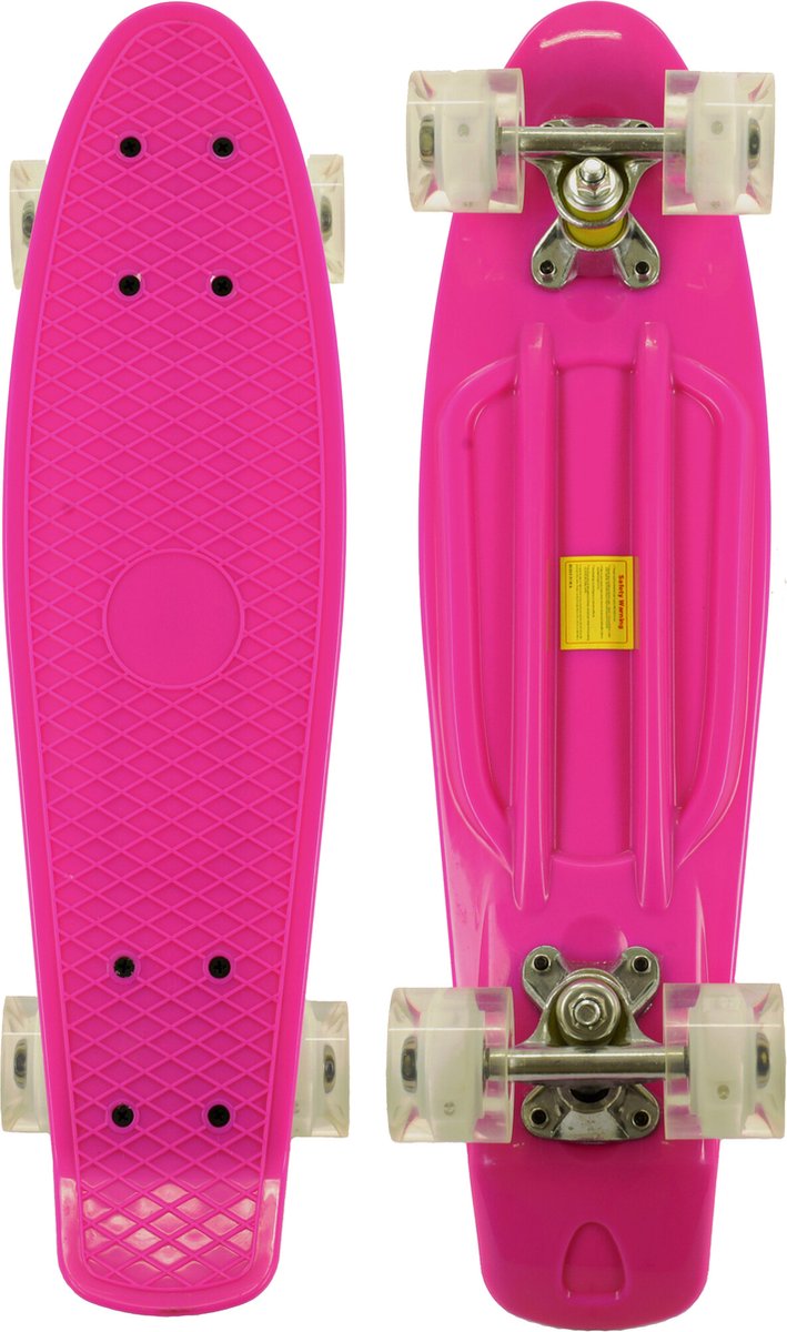 2Cycle Skateboard - Roues LED - 22,5 pouces - Rose-Blanc