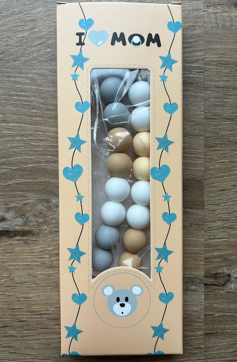 2 Pièces - Attache Sucette Bébé - Perles Siliconen - Blauw, Beige, Taupe