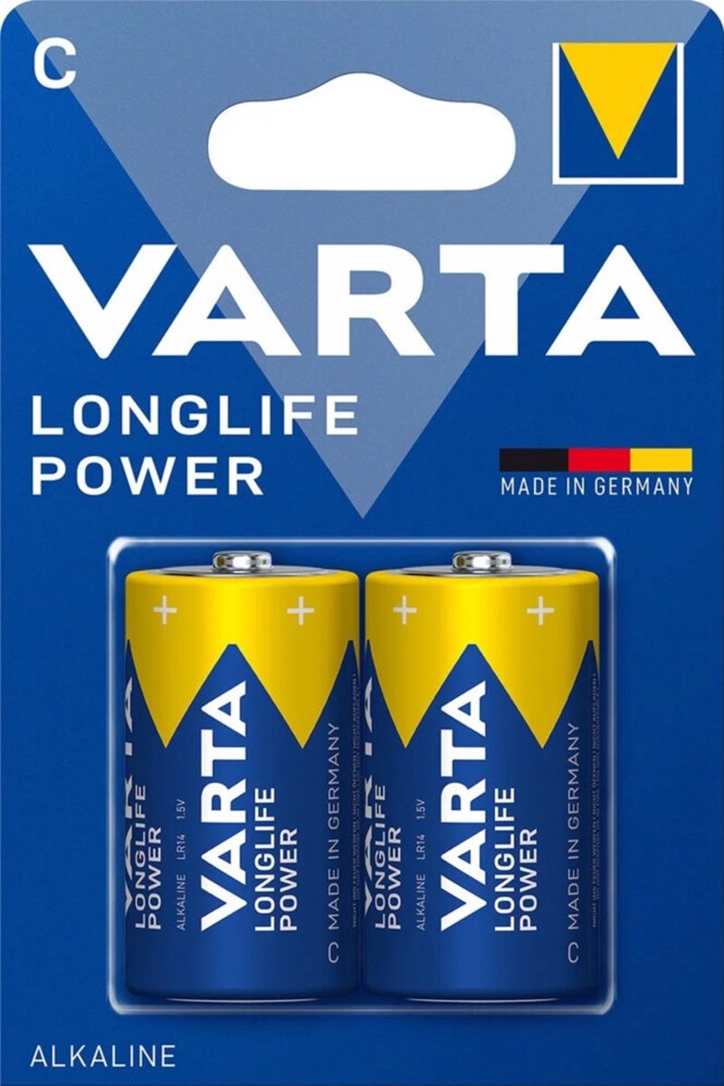 8x Piles alcalines Varta Longlife Max Power C 2 pièces