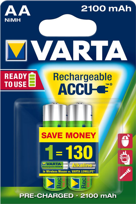 1x2 pile rechargeable Varta AA Ready2Use NiMH 2100 mAh Mignon - 2 pièces