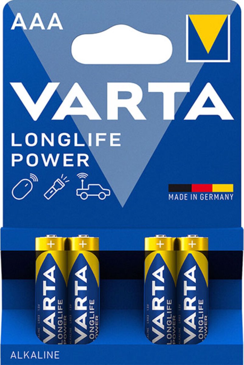 8x Piles alcalines Varta Longlife Max Power AAA 4 pièces