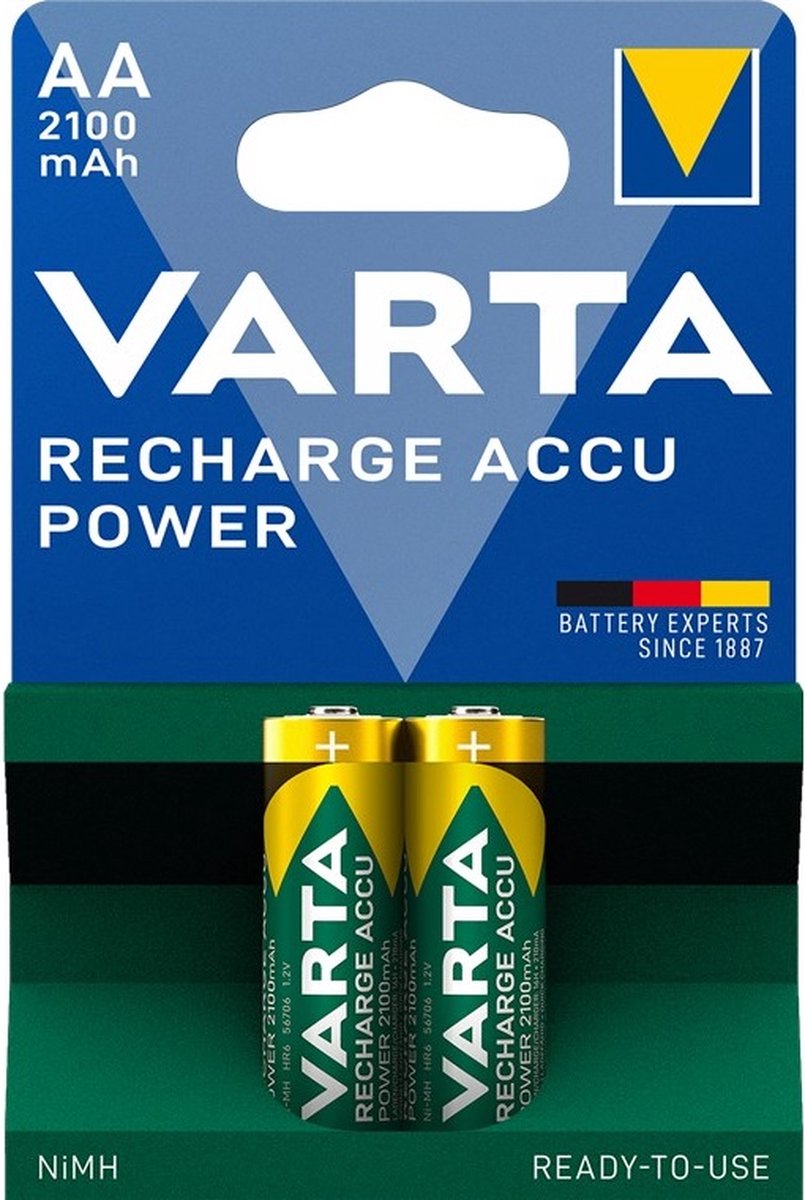 1x2 pile rechargeable Varta AA Ready2Use NiMH 2100 mAh Mignon - 2 pièces