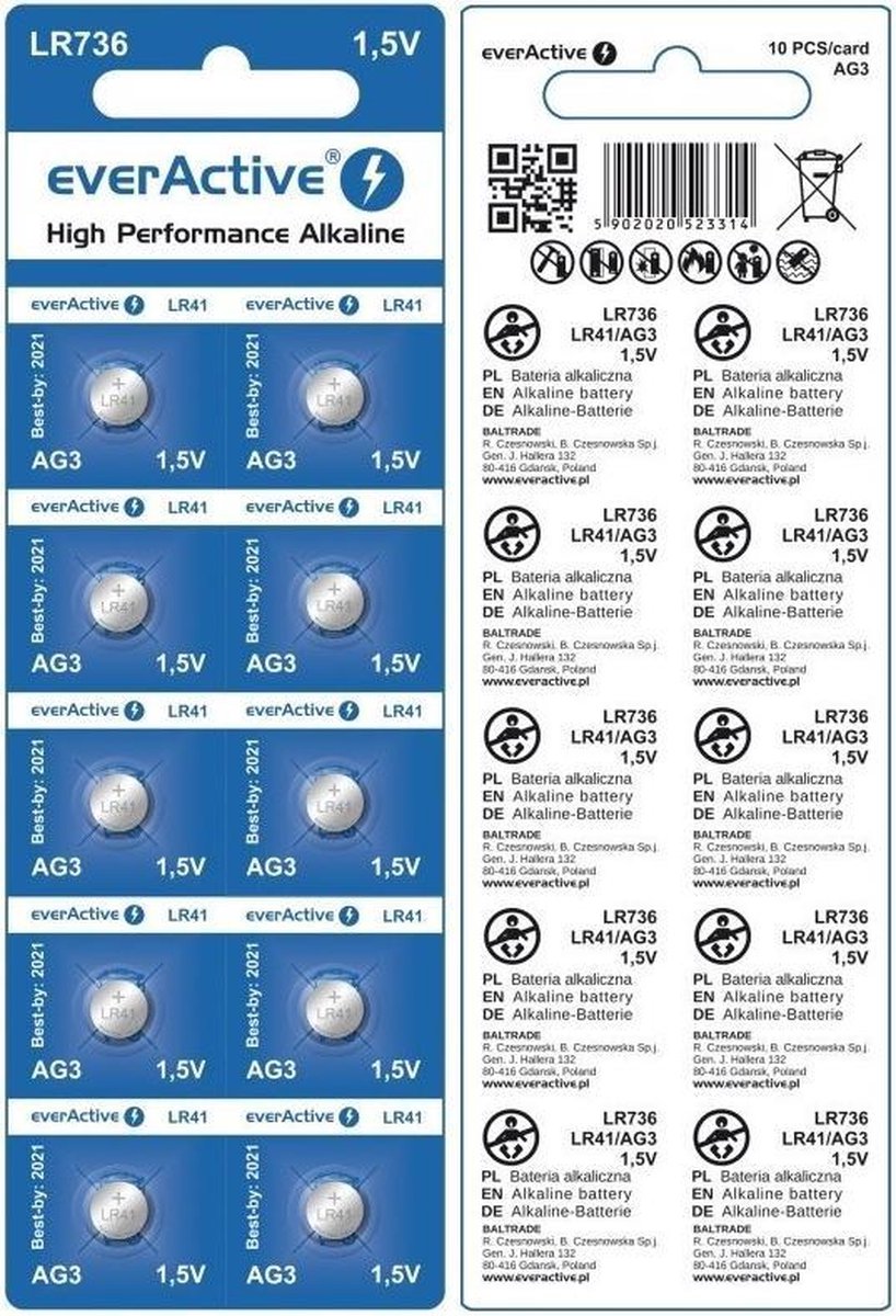 10x sous blister everActive AG3 G3 LR736 BL163