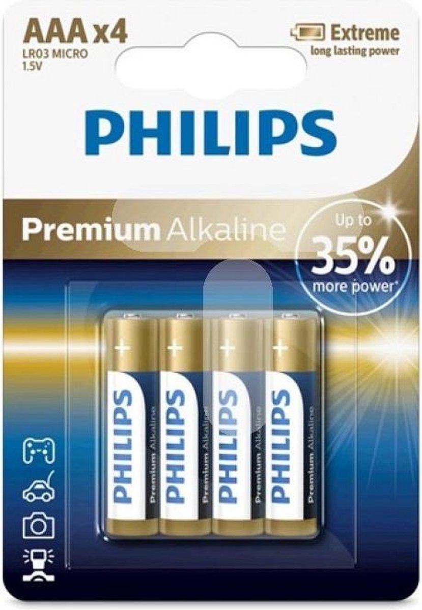 4 x AAA, 1.5V, Alkaline