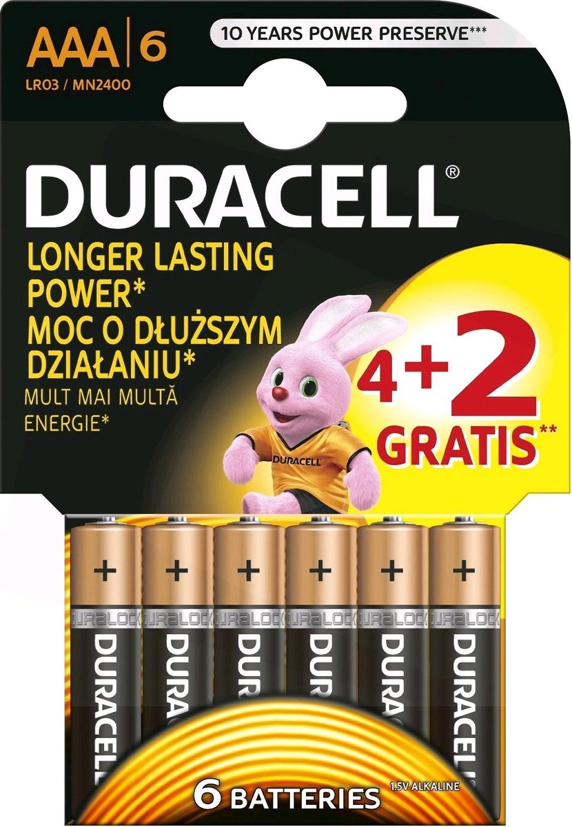 6 piles Duracell AAA