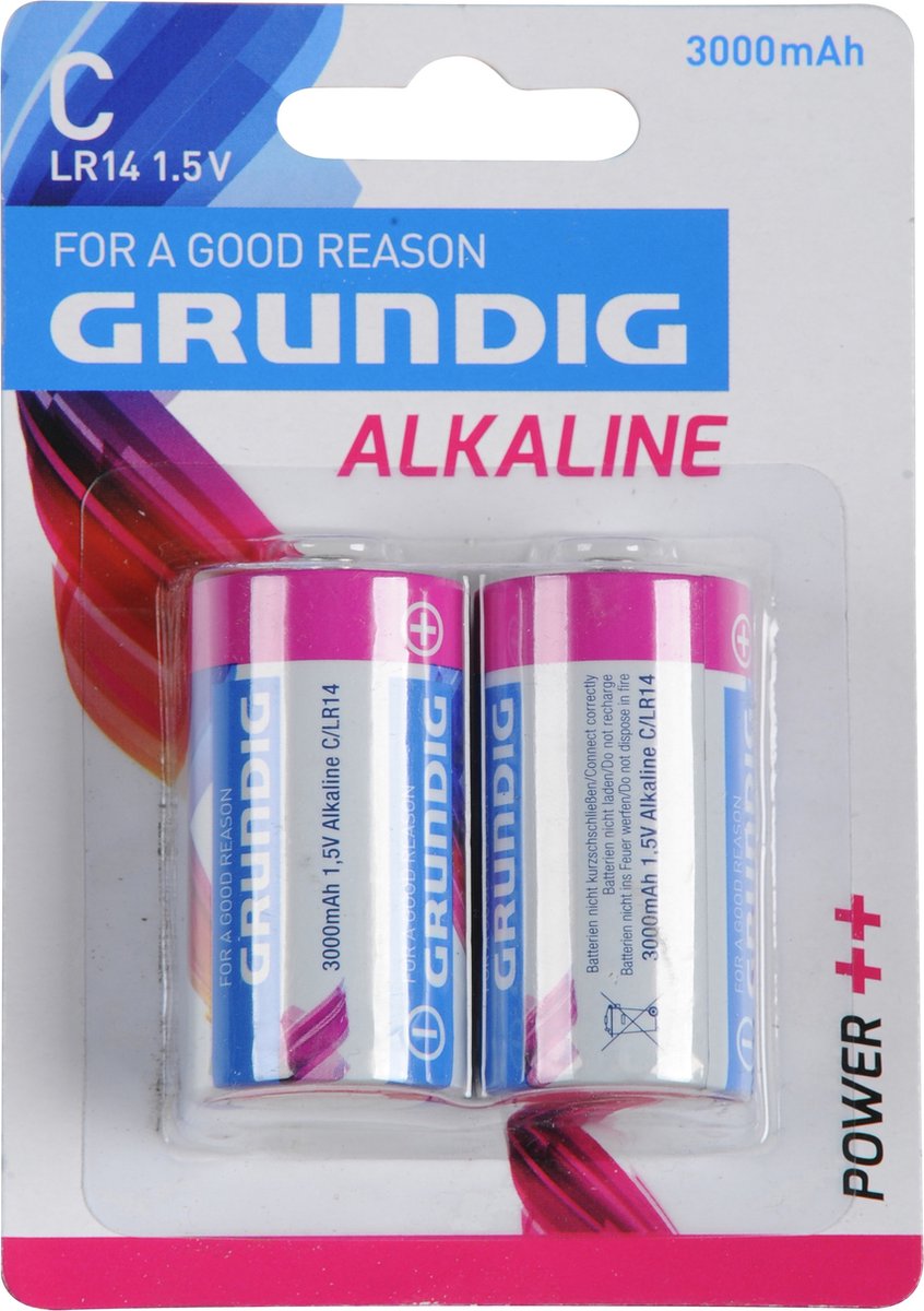 4x piles alcalines Grundig LR14 C 1,5 volts - Toujours à portée de main à la maison - Piles