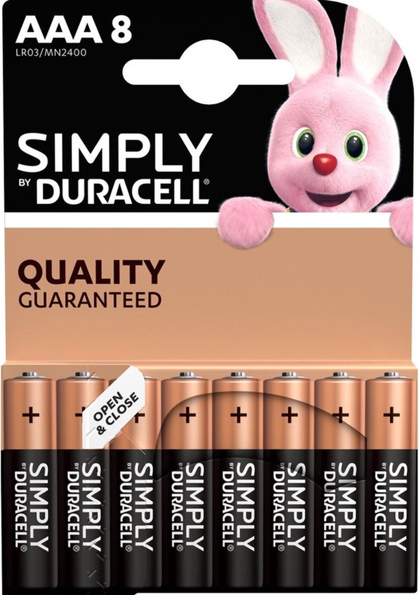 24x piles Duracell AAA Simply 1.5 V - alcalines - Lr03 Mn2400 - Pack piles