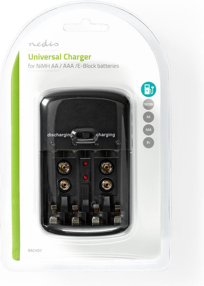 1.2 / 9 V DC, 200.00 mA A, charge de maintien, Euro / Type C (CEE 7/16), Alimentation par batterie: AA / AAA / E-Block, Noir