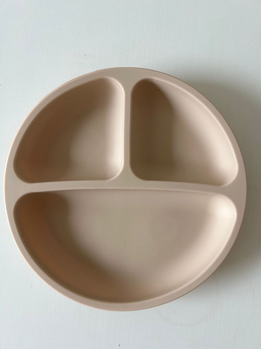 2 Pièces - Assiette Enfant - Assiettes Bébé avec 4 ventouses - Beige et Rose