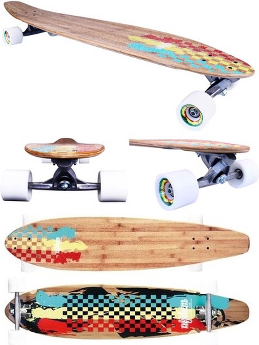 "Nijdam Pro-line Longboard 42" "Kicktail Bamboo - Rasta Revolution - Rouge / Jaune / Vert"