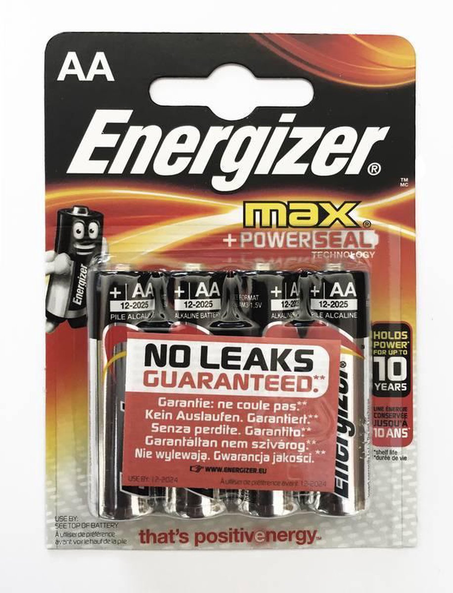 4x AA, alkaline, 1.5V