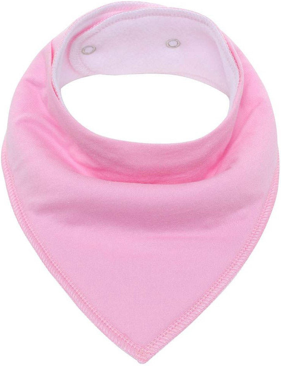 6 Pièces - Bavoirs Bandana avec Couche Polaire - Rose Grijs Uni - Imperméable