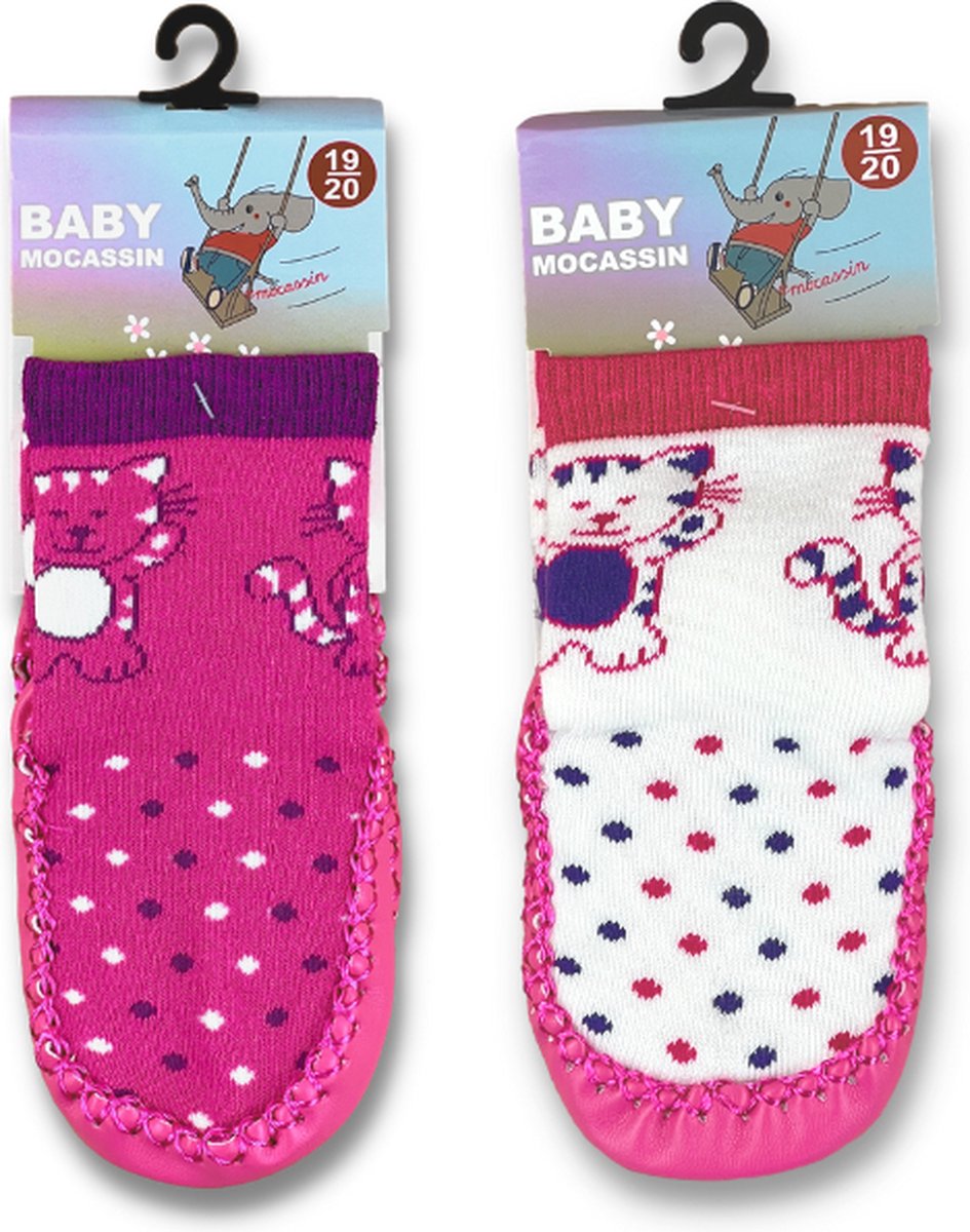 2 Paires de Chaussons Bébé - Pantoufles femmes Filles - Chats - Taille 17/18