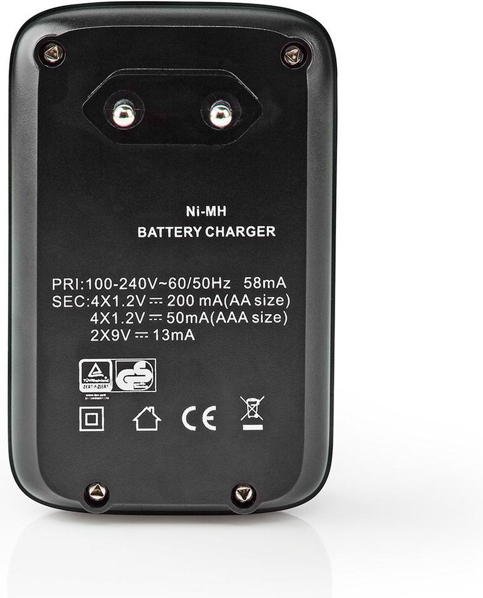 1.2 / 9 V DC, 200.00 mA A, charge de maintien, Euro / Type C (CEE 7/16), Alimentation par batterie: AA / AAA / E-Block, Noir