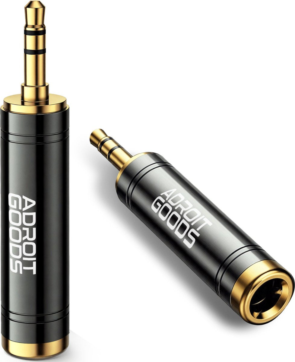 Adaptateur jack Audio AdroitGoods 6,35 mm Male vers 3,5 mm femelle - Plaqué or - Zwart