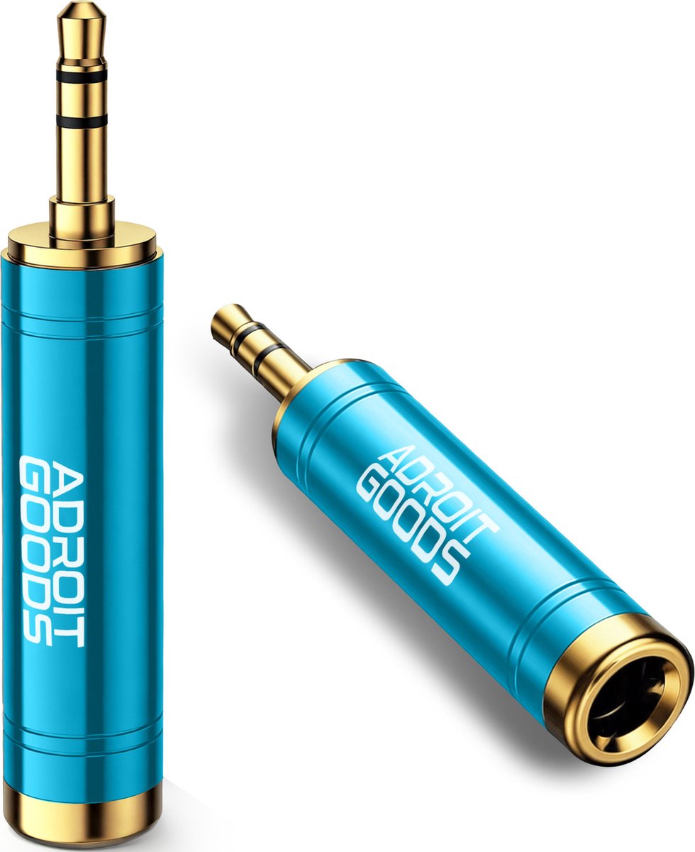 Adaptateur jack Audio AdroitGoods 6,35 mm Male vers 3,5 mm femelle - Plaqué or - Blauw