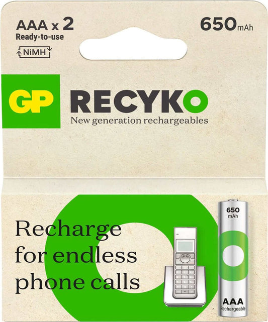 2 piles GP ReCyko AAA 650 mAh